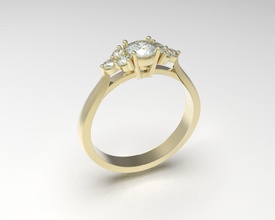 anillo de compromiso 17 mm tamaño 4 la mitad central gema joyería plata oro el diamante boda gem blanco sterling platino lujo moda elegante simple solitaire calidad precioso los anillos 3d print model - Mito3D