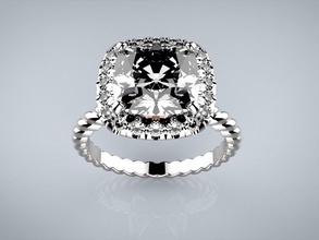 fidanzamento squillare 19mm cuscino tagliare 9mm torcere gioiello diamante oro gemma gioielleria pietra preziosa rubino nozze prezioso gemme diamanti brillante pietre preziose gioielli stampabile stampa cnc stampa anelli spirale 3d print model - Mito3D