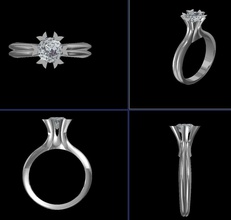 anello di fidanzamento 1 ct gioielli singolo singlestone diamante matrimonio oro disco platino cesto anelli 3d print model - Mito3D