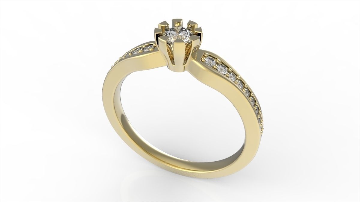engagement ring 38 sizes rings solitaire jewellery jewelry diamond wedding gems gold 3D print model - Mito3D