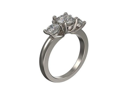 compromiso anillo 3 redondo brillantes joyería joya oro plata diseño 3d modelado impresión canalla solitario billón oval aureola bisel pavimentar diamante brillante anillos 3d print model - Mito3D