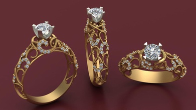 anel de noivado modelo 3d imprimíveis nudora jóias o engajamento rhino rinoceronte diamante jóia gemas ouro roupas casamento gem matriz anéis printable a moda 3d print model - Mito3D