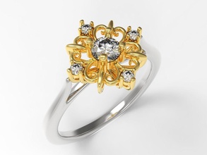 engagement ring 3dm stl render 3d print model rings jewel printable brilliant diamond sterling white fashion jewelry gold beauty brillant diamant ribbon 3d print model - Mito3D