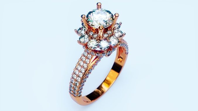 engagement ring 4 jewel jewelry jewellery printing print ready printable diamond rings brilliant platinum gem fashion luxury 3D print model - Mito3D