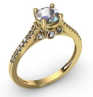 Fidanzamento squillare 4 pieno gemme gioielleria oro lusso gemma stampabile gioiello diamante moda engagement nozze brillante argento bellezza prezioso anelli 3d print model - Mito3D
