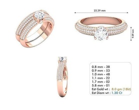 fidanzamento squillare 5 gioielleria prezioso accessorio moda braccialetto lusso gemma platino anelli 3d print model - Mito3D