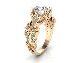 Engagement Ring 53 Hochzeit Gold Schmuck Diamant Juwel Ringe 3D Modell drucken Stil Mode druckbar Schmetterling 3d print model - Mito3D