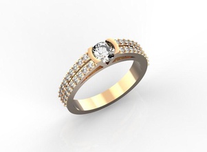 engagement ring 5 mm stone jewelry gold diamond wedding precious printable jewel fashion jewellery gem luxury rings 3d print model - Mito3D