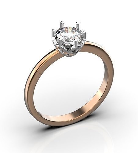 engagement bague 6 mm calcul bijoux imprimable précieux mariage diamant brillant anneaux or proposition 3D print model - Mito3D