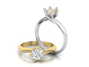engagement ring 6 prong diamond jewellery 6prong solitare cattier robertocoin jewelry rings 3d print model - Mito3D
