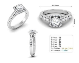 engagement bague 87 précieux bijoux platine gemme luxe brillant accessoire carat mode or argent diamant anneaux 3d print model - Mito3D