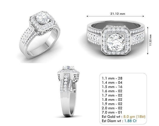 Engagement Ring 98 Schmuck wertvoll Juwel Platin Luxus leuchtenden Karat Zubehörteil Mode Schatz Gold Silber druckbar brillant Diamant 3D print model - Mito3D