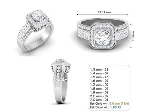 noivado anel 98 joalheria precioso gema platina luxo brilhando quilate acessório moda Tesouro ouro prata imprimível brilhante diamante 3d print model - Mito3D