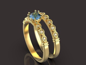 engagement ring back jewelry gold luxury platinum elegant fashion printable sterling shining gem diamond brilliant jaber silver precious rings 3d print model - Mito3D