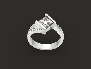 compromiso anillo barkevs tensión princess cut giro bisel conjunto princesa cortar diamante joyería joya lujo réplica modelado diseño anillos 3d print model - Mito3D