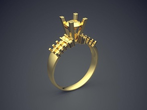 anello di fidanzamento cad-6627 gioielli brillante cad il design dettaglio diamante gemma oro gioiello disco platino stampabile anelli argento matrimonio 3d print model - Mito3D