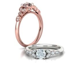 noivado anel clássico milgrain 5mm pedra 3dmodel 4prong musonaita diamante promessa esmeralda safira joalheria cafajeste EUA 3d print model - Mito3D