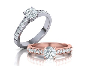 compromiso anillo clásico modelo 3d joyería joya diamante diamantes Estados Unidos Canadá 4 clavijas único Europa Boda anillos garra brillante 3d print model - Mito3D