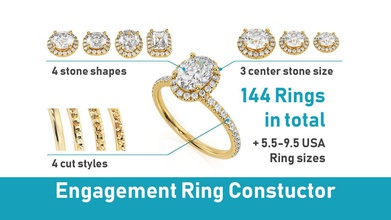 engagement ring constructor 001 brilliant pendant usa canada europe wedding 14k design fashion silver gold jewel jewellery jewelry curves earring set rings 3d print model - Mito3D
