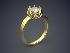 engagement ring crown ornament diamond cad 3689 brilliant design detail gem gold jewel jewellery platinum printable rings silver wedding jewelry 3d print model - Mito3D