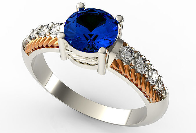 engagement ring design inspiriert by etrusker kunst schmuck platin gold leuchtenden druckbar diamant brillant juwel mode schönheit wertvoll luxus reichtum saphir diamanten ringe 3D print model - Mito3D