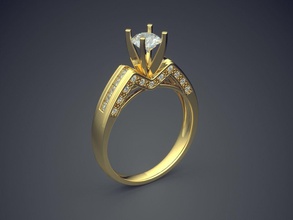 engagement ring diamond cad-6767 brilliant cad design gem gold jewel jewellery platinum printable rings silver wedding jewelry 3d print model - Mito3D