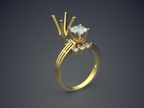 anello di fidanzamento con diamante cad-6949 gioielli brillante cad il design dettaglio gemma oro gioiello disco platino stampabile anelli argento matrimonio 3d print model - Mito3D