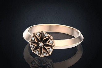 Engagement Ring Diamant bilden Star 318 3dprinted Design Mode Gold golden Juwel Schmuck drucken druckbar Drucken Prototyp entwickeln Ringe Silber 3d print model - Mito3D