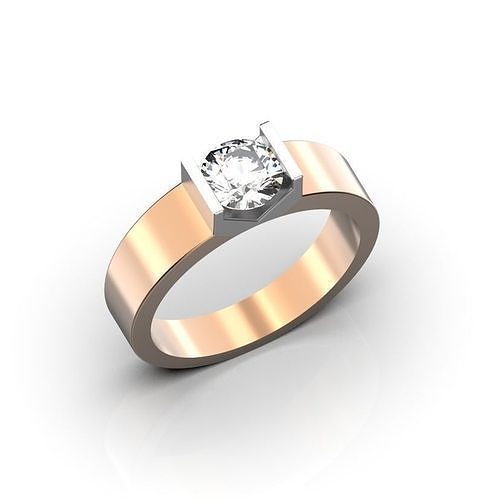 engagement bague diamant bijoux or mariage bijou solitaire anneaux 3D print model - Mito3D