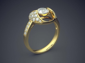 anello di fidanzamento diamanti cad-5679 gioielli brillante cad il design dettaglio diamante gemma oro gioiello disco platino stampabile anelli argento matrimonio 3d print model - Mito3D