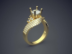 engagement ring diamonds cad-664 gold jewel jewellery jewelry rings wedding diamond brilliant cad gem platinum printable silver design 3d print model - Mito3D