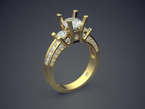 anello di fidanzamento diamanti cad-6955 gioielli brillante cad il design dettaglio diamante gemma oro gioiello disco platino stampabile anelli argento matrimonio 3d print model - Mito3D