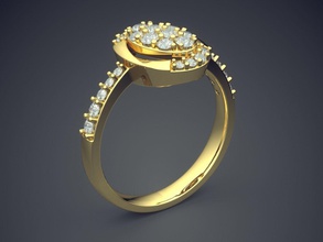 anello di fidanzamento diamanti cad-6989 gioielli brillante cad il design dettaglio diamante gemma oro gioiello disco platino stampabile anelli argento matrimonio 3d print model - Mito3D