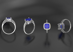 anel de noivado gemas 7mm princesa jóias anéis diamante brilhantes o engajamento a moda acessório casamento praça esmeralda radiante pedra preciosa ouro gem printable prata sterling 3d print model - Mito3D