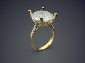 anel de noivado incrivelmente grande diamante cad 3719 jóias brilhantes o design detalhe engajamento gem ouro jóia platina printable anéis prata casamento 3d print model - Mito3D