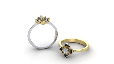 compromiso anillo loto boda joya diamante piedra preciosa 3d comprar joyería brillante anillos estados unidos canadá imprimible 3mm roca tono 3d print model - Mito3D