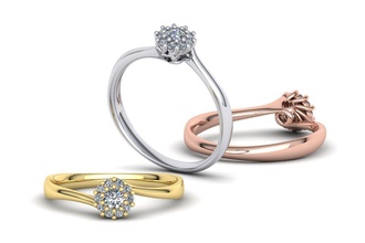 anel de noivado paraíso 122 jóias o engajamento único diamante comprar 3d modelo prata ouro anéis 3d print model - Mito3D
