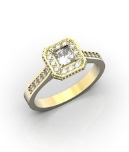 Engagement Ring Prinzessin Schnitt Diamant Schmuck Gold druckbar Quadrat Vorschlag Ringe 3d print model - Mito3D