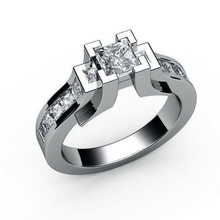 Verlobungsring princess Diamanten Schmuck engagement ring Prinzessin Platin Luxus kostbar leer gold Silber gem sterling engagem zeitgenössisch business Ringe 3d print model - Mito3D