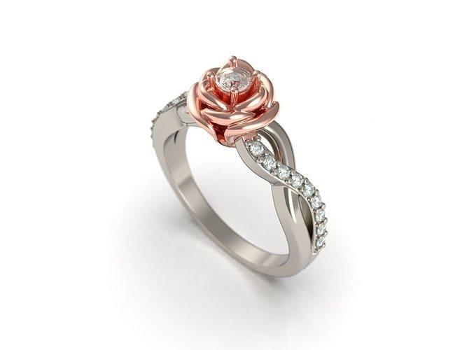 engagement ring rose diamond jewelry precious shining wedding fashion gold disney printable platinum elsa human space rings 3D print model - Mito3D