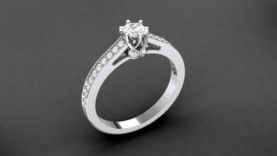 anello di fidanzamento rotondo 4mm diamante 0014 gioielli gemma la pietra oro argento disco platino poli obj stl stampa stampabile prototipazione collezione gioiello matrimonio anelli 3d print model - Mito3D