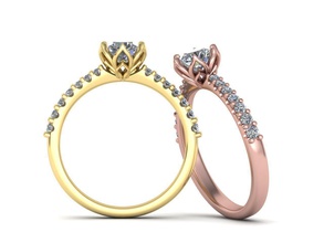compromiso anillo diamante flores brillar colección 0236 promesa 3d oro loto buy3dring boda joyería joya estados unidos canadá israel nudo imprimible anillos 3d print model - Mito3D