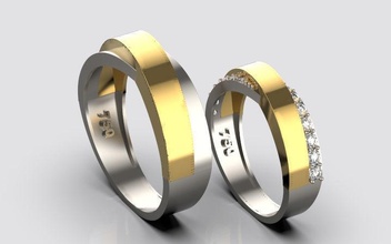 engagement bague ensemble bijoux diamant imprimable argent or gemme engagem mode mariage brillant 3dmodel mohamad 3d print model - Mito3D