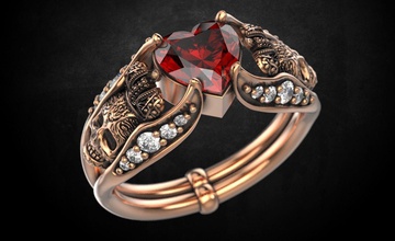 anello di fidanzamento cranio 43 gioielli 3dprinted il design moda oro d'oro gioiello stampa printabl stampabile la prototipazione anelli argento diamanti collana 3d print model - Mito3D