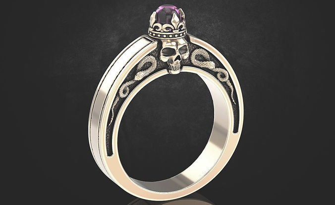 compromiso anillo cráneo corona 312 3dprinted diseño Moda oro dorado joya joyería impresión imprimible prototipos anillos plata 3D print model - Mito3D