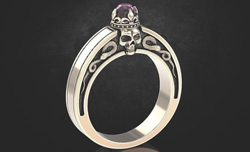 engagement bague crâne couronne 312 3dprinted conception mode or d'or bijou bijoux impression imprimable prototypage anneaux argent 3d print model - Mito3D