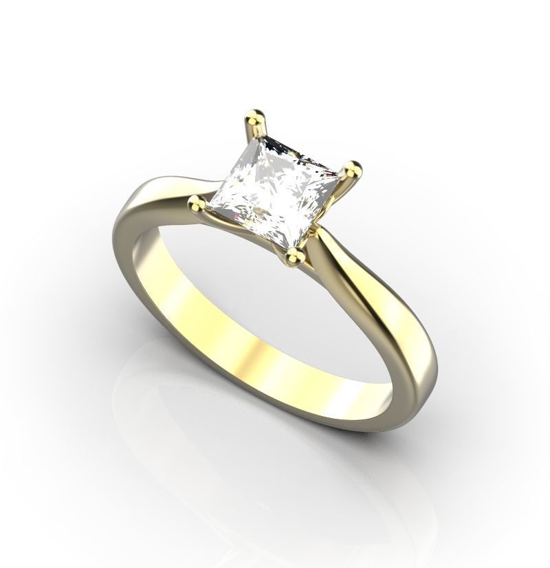 engagement bague carré calcul Princesse Couper bijoux mariage or diamant proposition anneaux 3D print model - Mito3D
