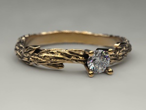 anello di fidanzamento albero 2 gioielli legno stampa 3dprinted stampabile anelli il design gioiello d'oro moda printabl la oro prototipazione argento matrimonio 3d print model - Mito3D