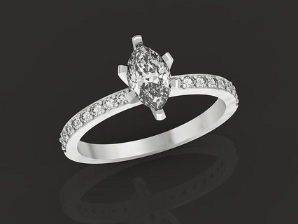 compromiso anillo Clásico marquesa compartido diente solitario Roca joya palma diamante joyería Diamante vendimia oro brillante Boda anillos 3d print model - Mito3D