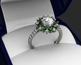nişan yüzükleri taş kalp şekilli yeşil turmalin renkli takı altın mücevher elmas yüzük beyaz düğün Gümüş yüzüğü engagem kolye 3d print model - Mito3D